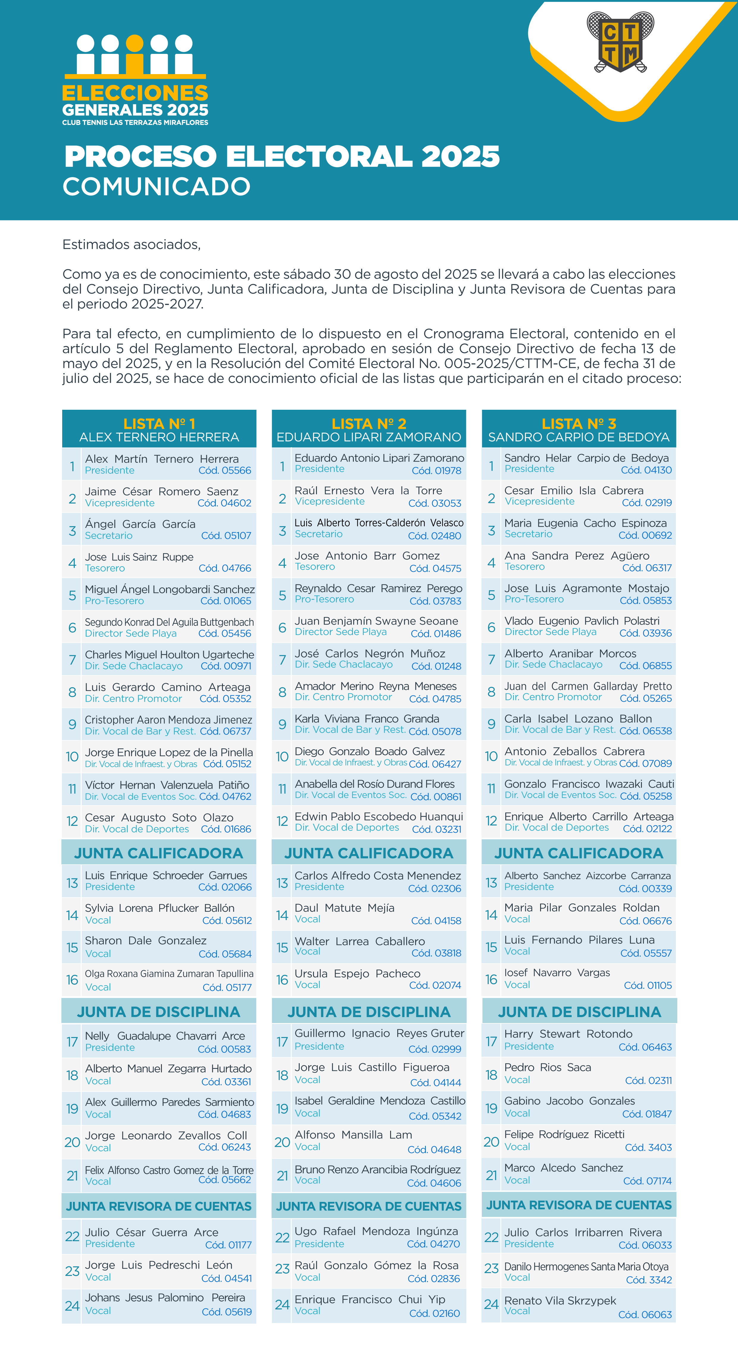 🗳️📢 PROCESO ELECTORAL 2025 -  COMUNICADO📄