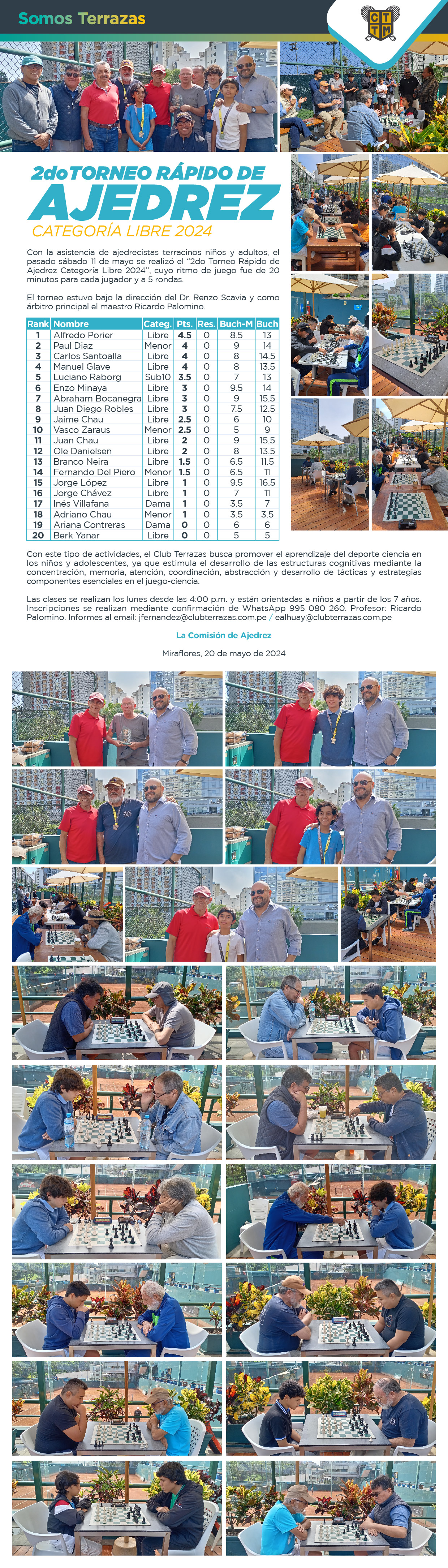 2do TORNEO RÁPIDO DE AJEDREZ - CATEGORÍA LIBRE 2024