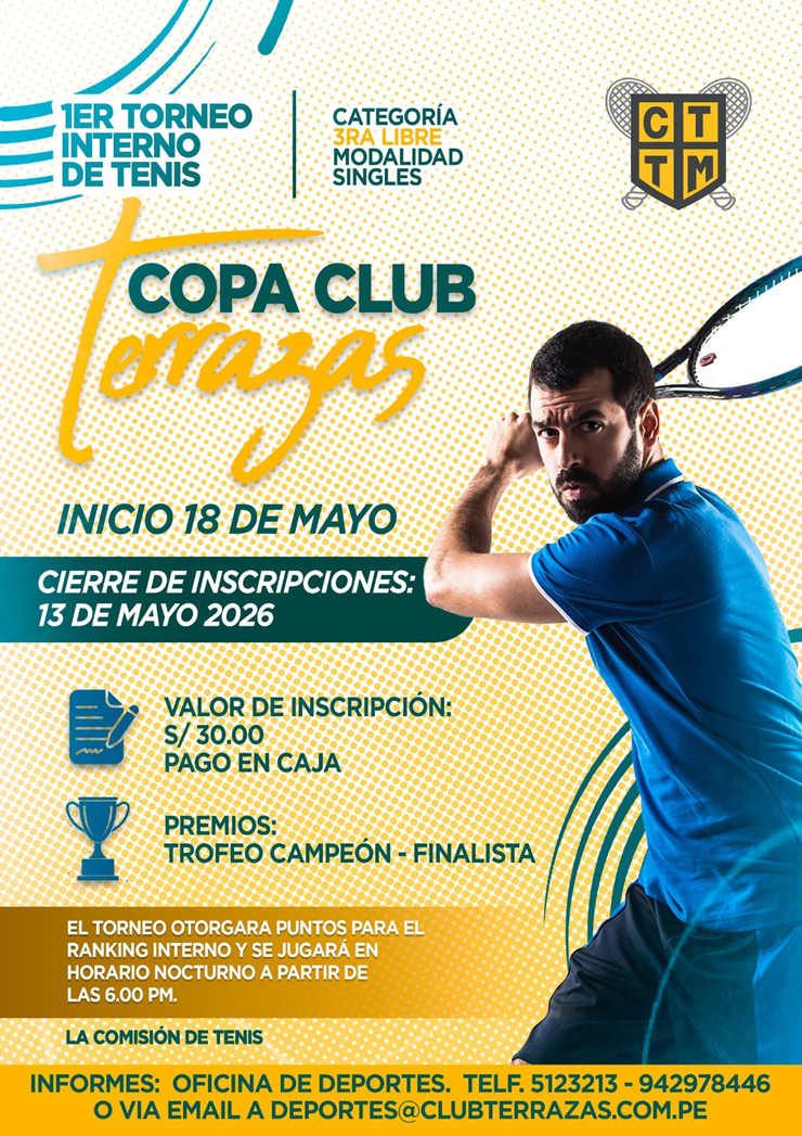 🎾🏆 TORNEO DE TENIS 3RA CATEGORÍA: COPA CLUB TERRAZAS