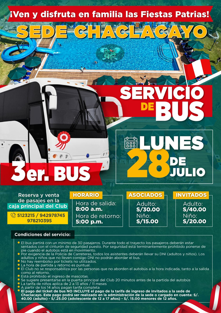 🚌 🇵🇪 3ER BUS A SEDE CHACLACAYO EN FIESTAS PATRIAS 🇵🇪 🚌