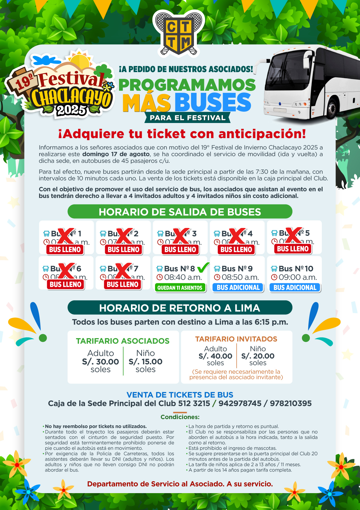 🚌🎉MÁS BUSES PARA EL FESTIVAL DE CHACLACAYO 🌄✨