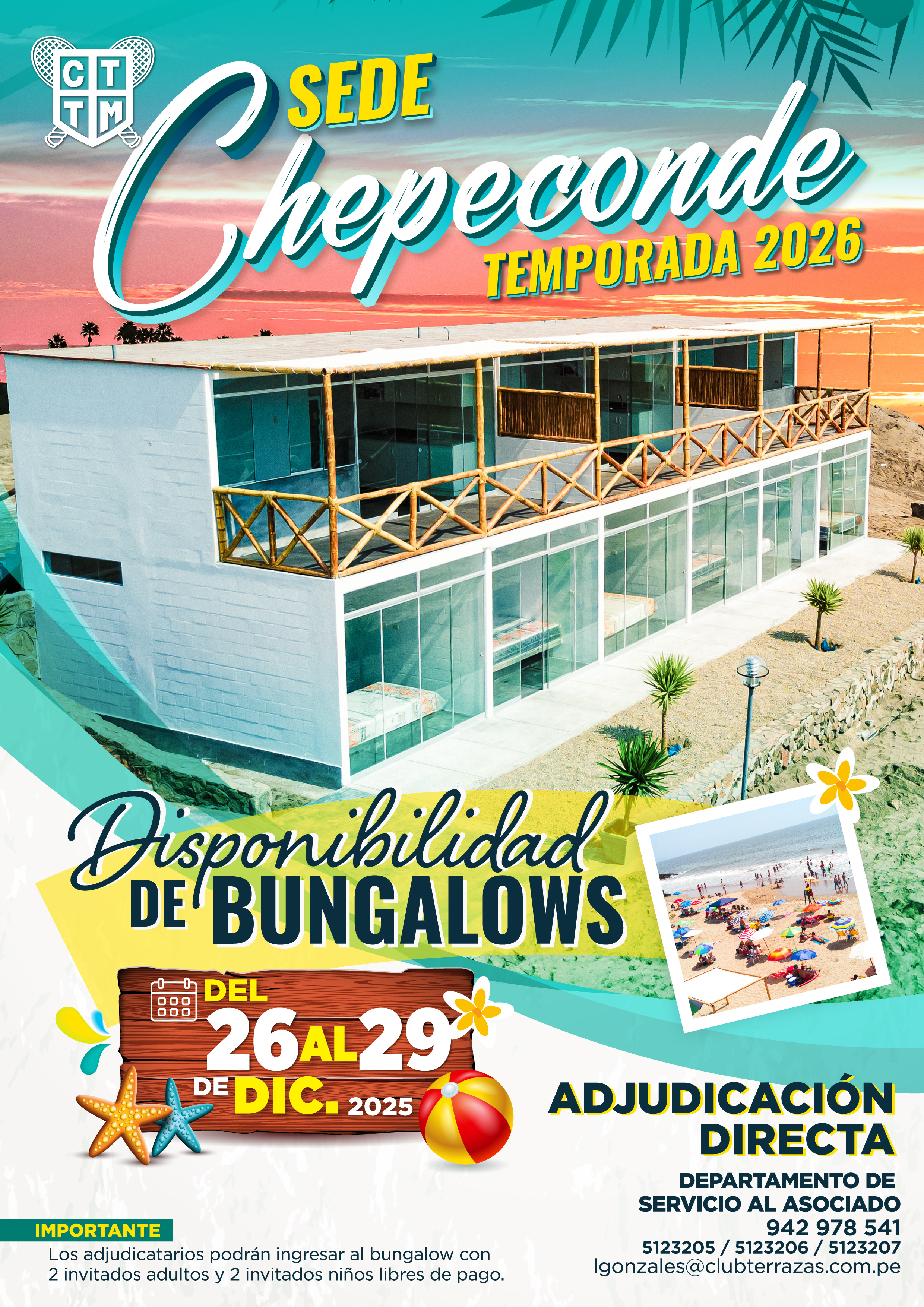 🏖️✨ ¡BUNGALOWS DISPONIBLES EN CHEPECONDE DEL 26 AL 29 DE DICIEMBRE!