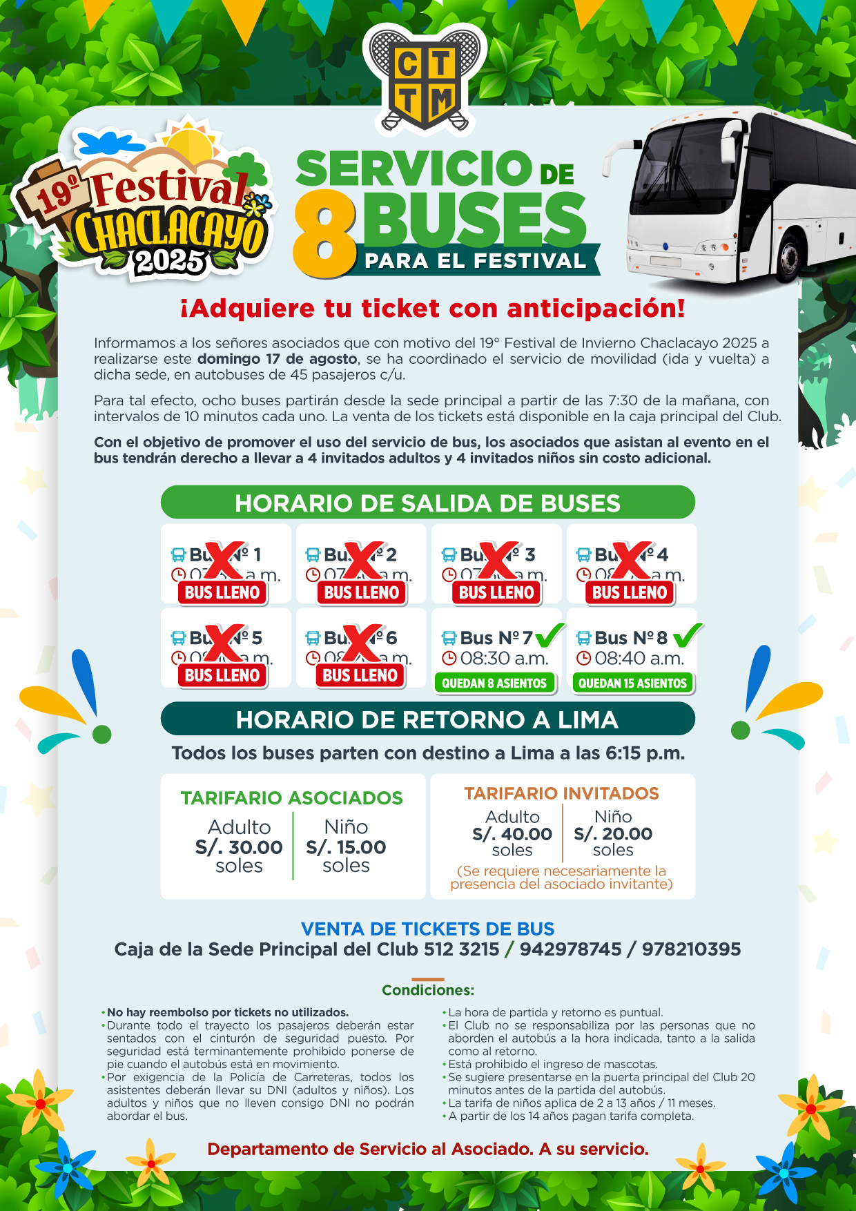 🚌🎉 SERVICIO DE BUSES PARA EL FESTIVAL DE CHACLACAYO 🌄✨