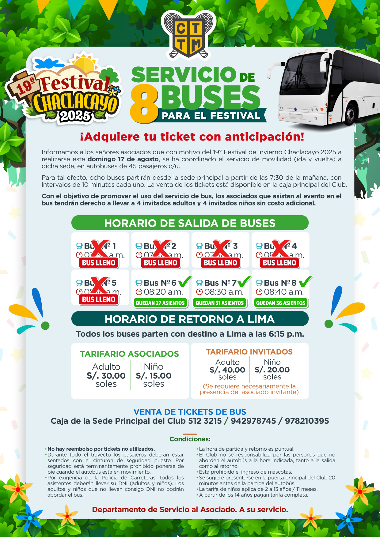 🚌🎉 SERVICIO DE BUSES PARA EL FESTIVAL DE CHACLACAYO 🌄✨