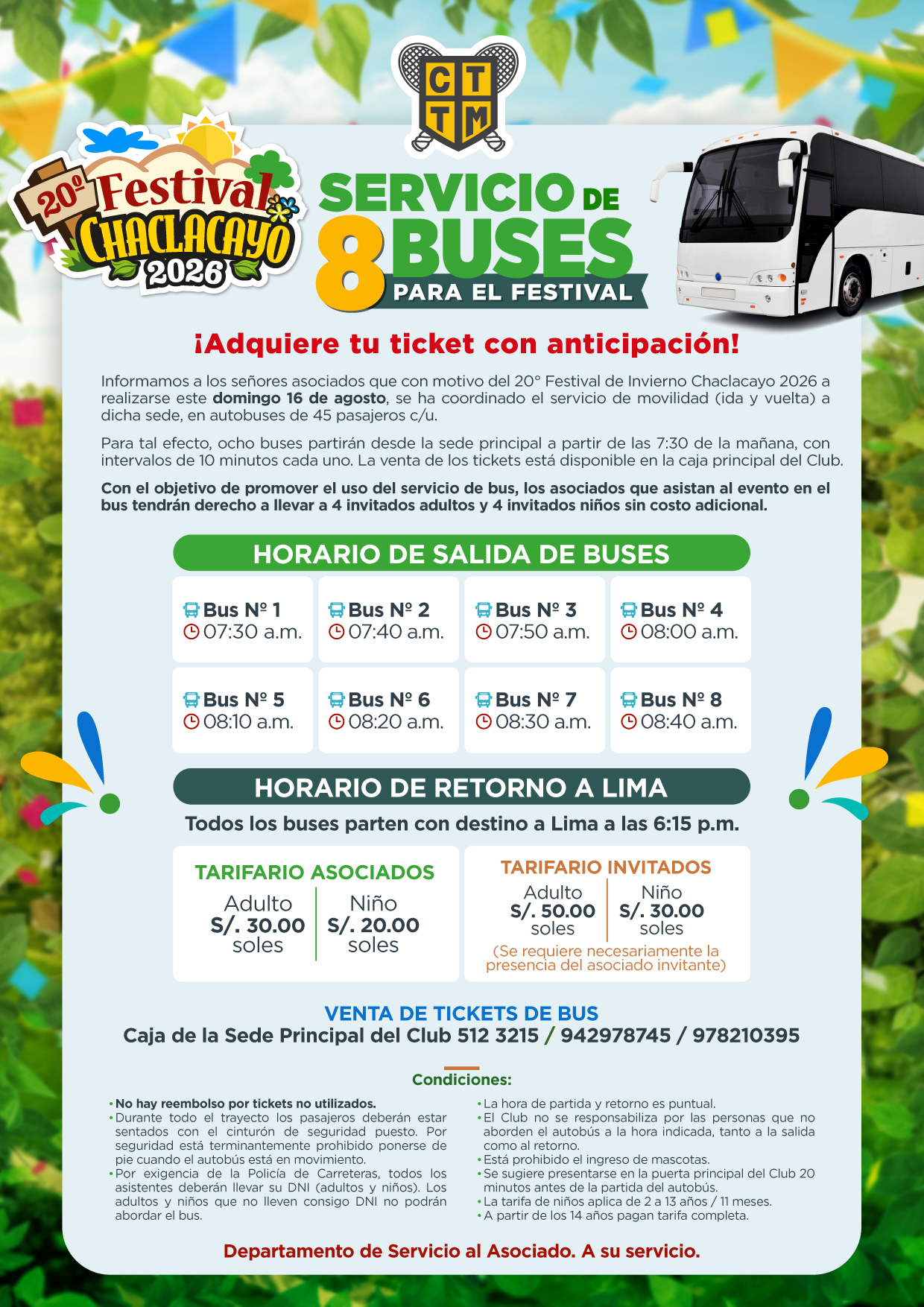 🚍✨ ¡NO TE QUEDES SIN TU ASIENTO! | SERVICIO DE BUSES PARA EL 20º FESTIVAL CHACLACAYO 2026 🎉🌿