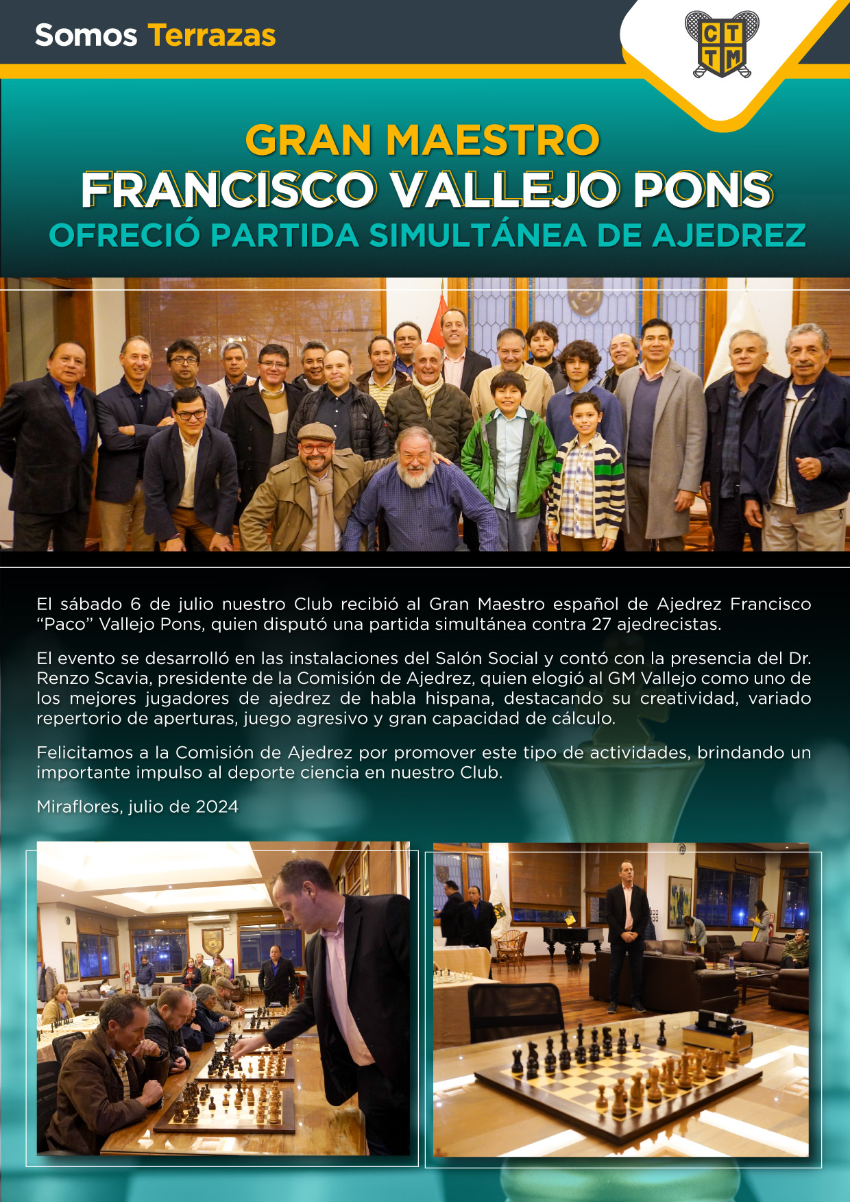 GRAN MAESTRO FRANCISCO VALLEJO PONS OFRECIÓ PARTIDA SIMULTÁNEA DE AJEDREZ