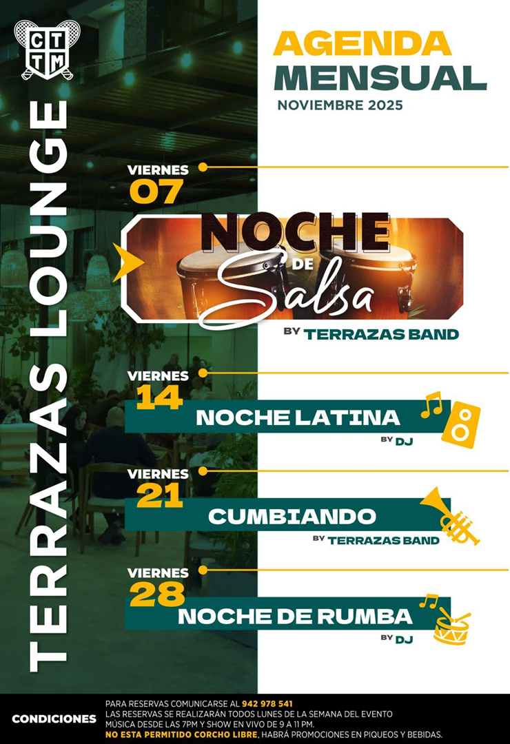 🎶 AGENDA NOVIEMBRE - TERRAZAS LOUNGE 💃🕺