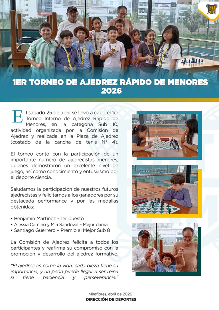 ♟️🏆 1ER TORNEO DE AJEDREZ RÁPIDO DE MENORES 2026 🏆♟️