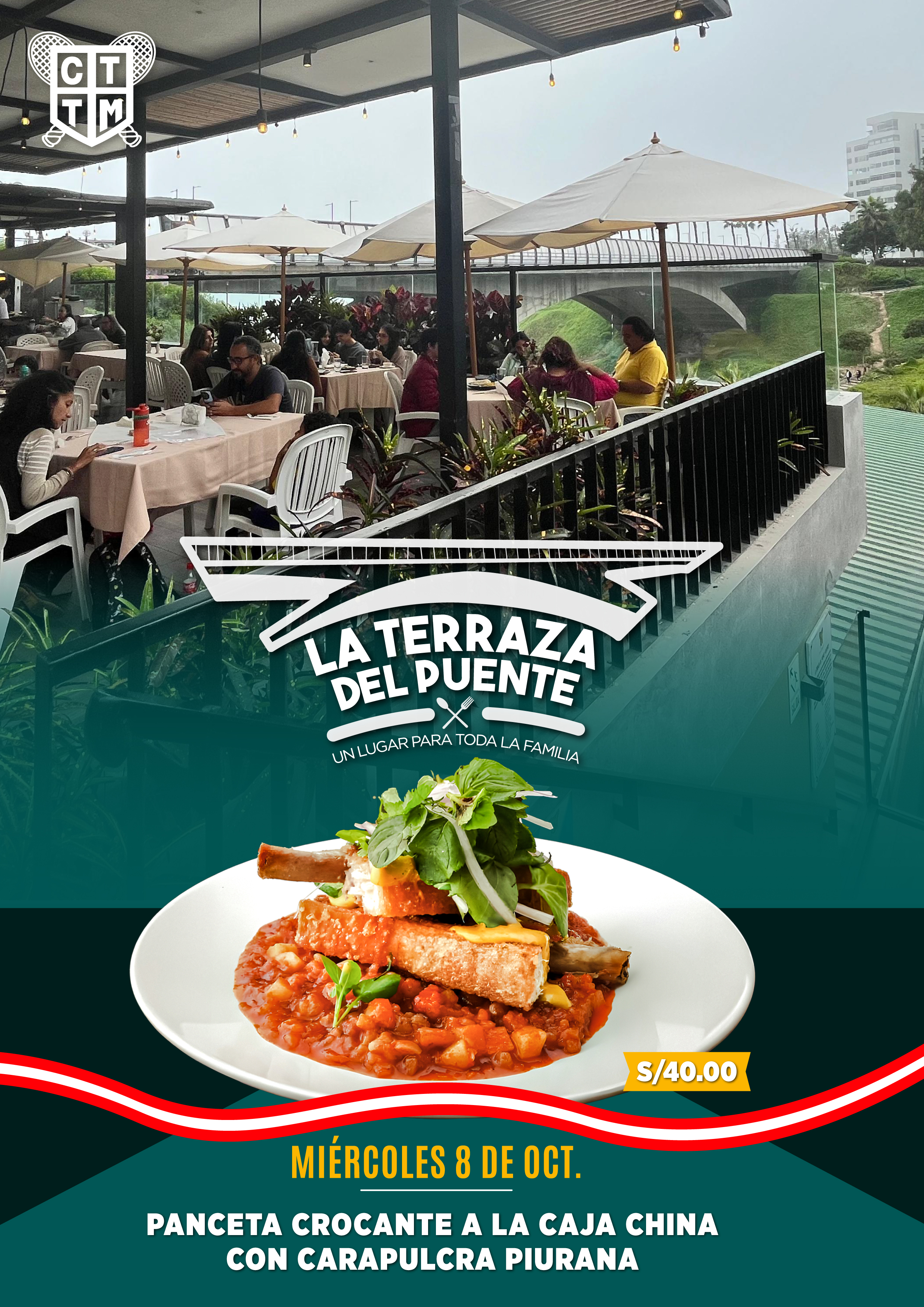 🍽️¡VEN A ALMORZAR ESTE FERIADO 8 DE OCTUBRE EN LA TERRAZA DEL PUENTE! 🌉