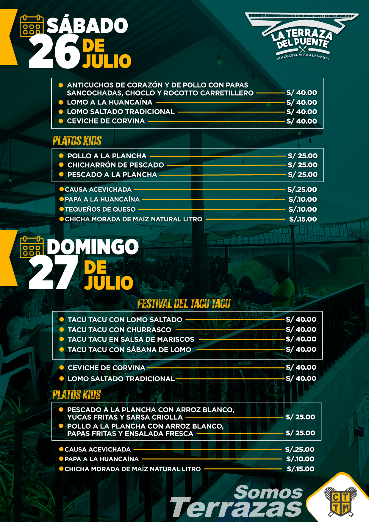 🍽️¡VEN A ALMORZAR ESTE FIN DE SEMANA EN LA TERRAZA DEL PUENTE! 🌉