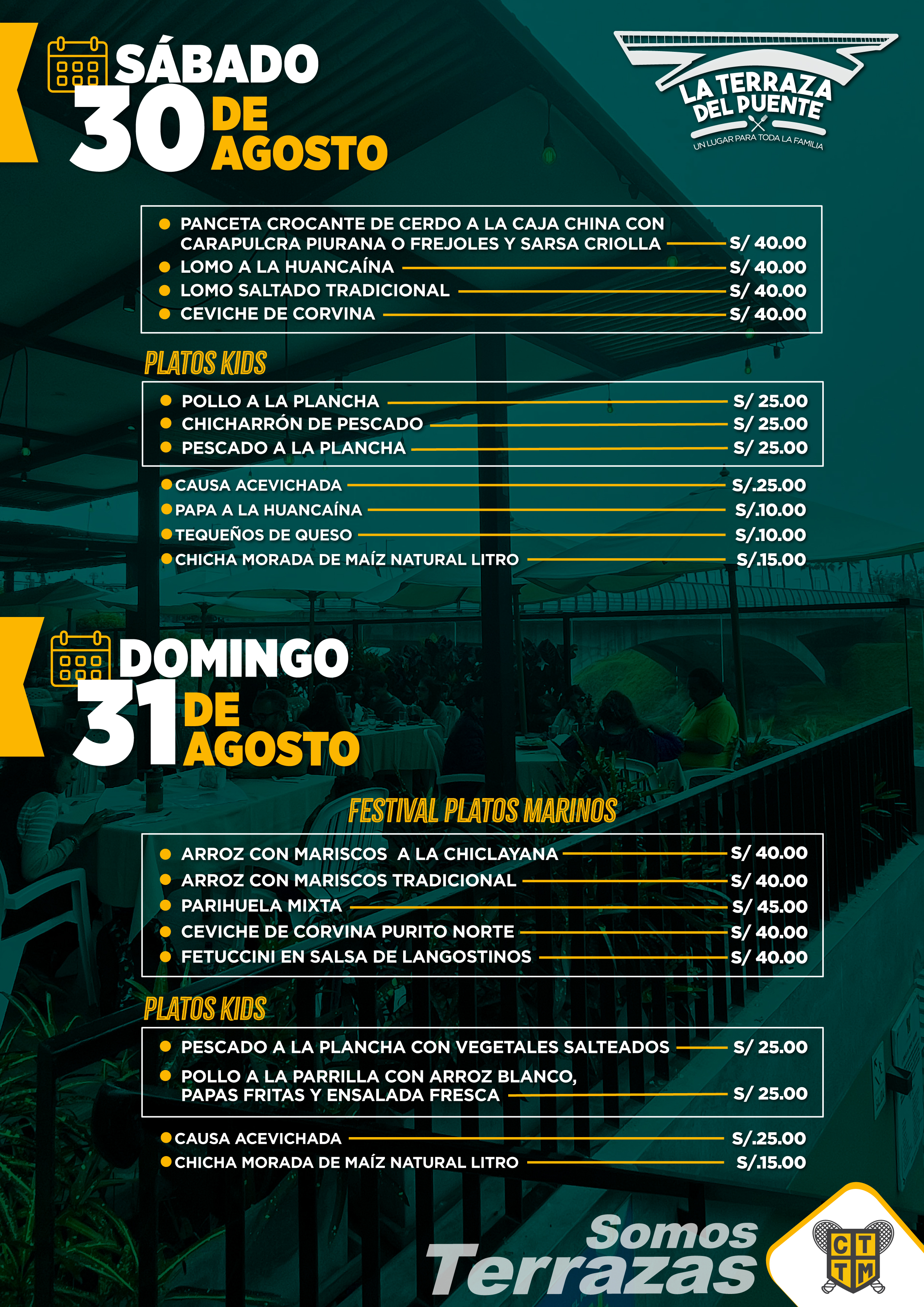 🍽️¡VEN A ALMORZAR ESTE FIN DE SEMANA EN LA TERRAZA DEL PUENTE! 🌉