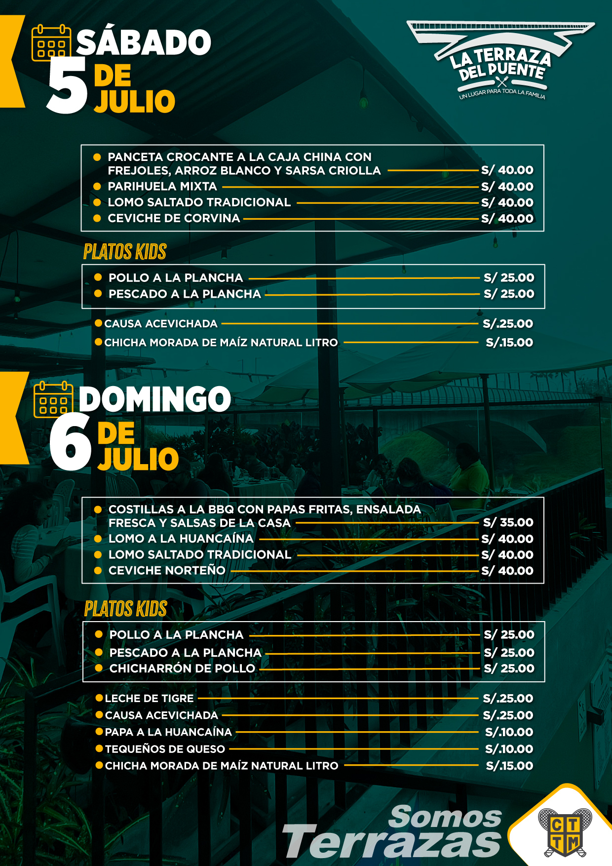 🍽️¡VEN A ALMORZAR ESTE FIN DE SEMANA EN LA TERRAZA DEL PUENTE! 🌉