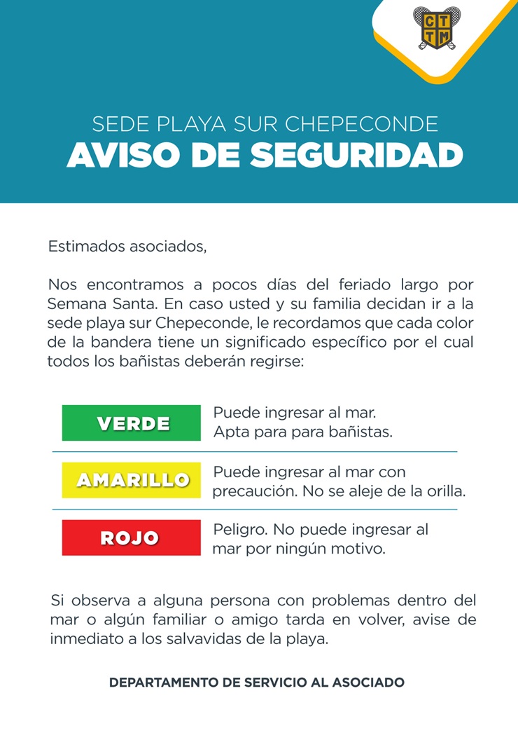 🌊SEDE PLAYA SUR CHEPECONDE - ⚠️ AVISO DE SEGURIDAD ⚠️