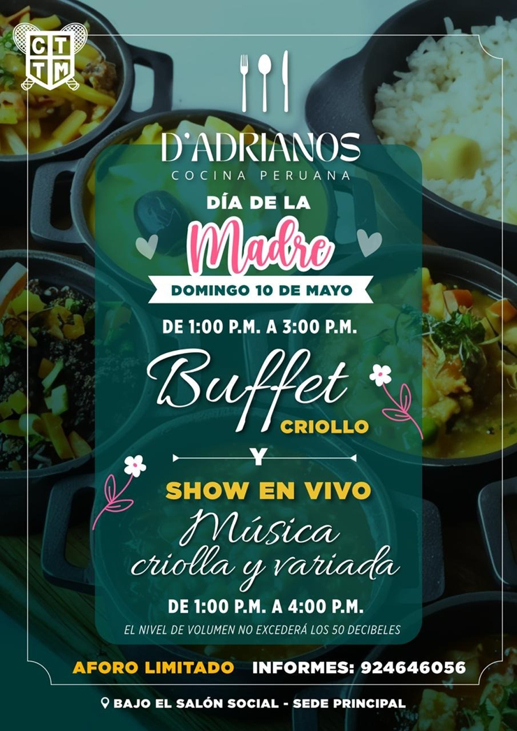 🍽️✨ DOMINGO DE BUFFET POR EL DÍA DE LA MADRE EN D’ADRIANOS 💐😋✨
