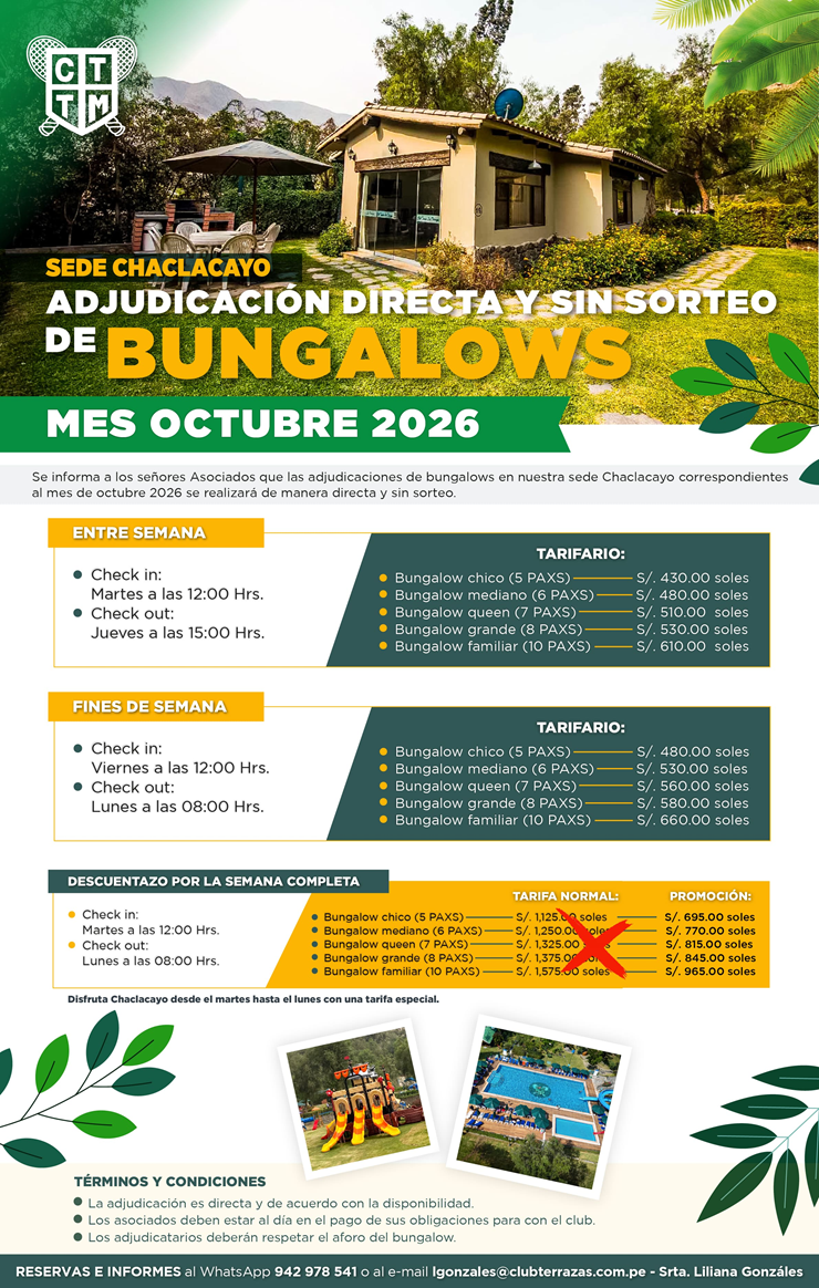 🏡 ADJUDICACIÓN DIRECTA DE BUNGALOWS | OCTUBRE 2026