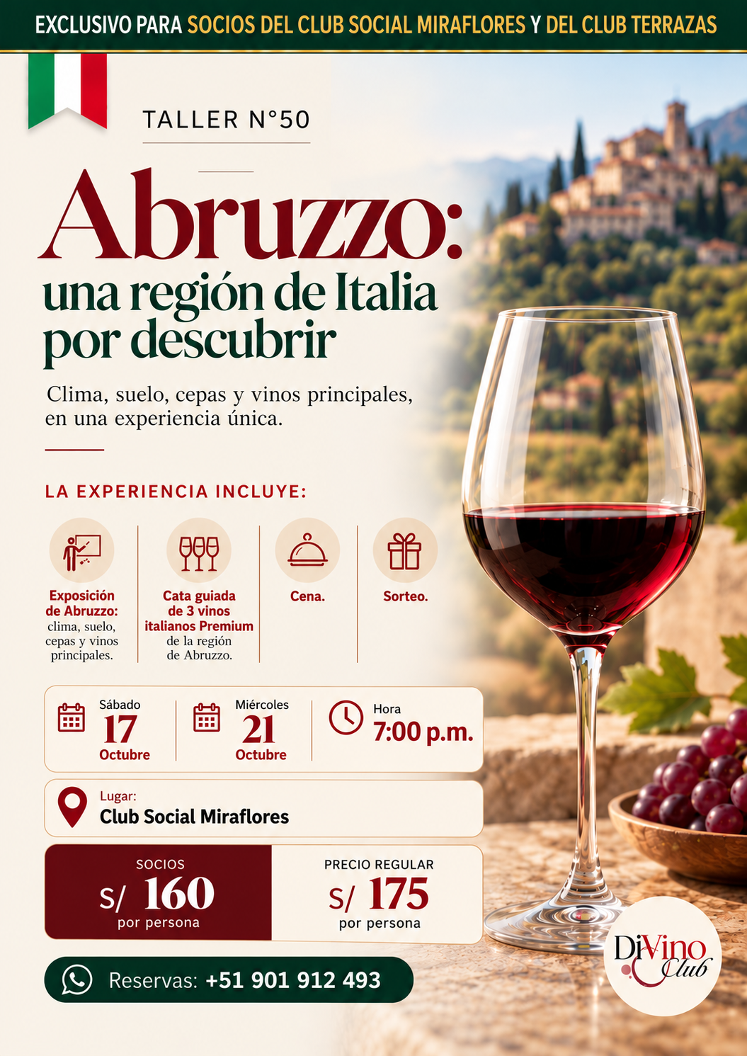 🍷 TALLER DE CATA DE VINO – ABRUZZO: UNA REGIÓN DE ITALIA POR DESCUBRIR