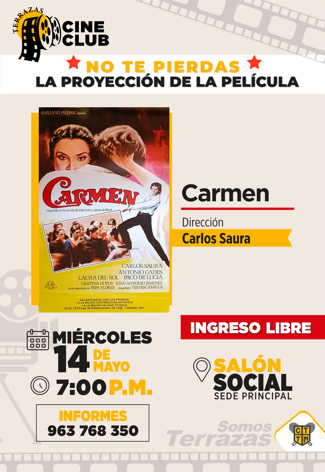 🎥🍿 ¡NO TE PIERDAS LA PROYECCIÓN DE LA PELÍCULA "CARMEN"! 🎬