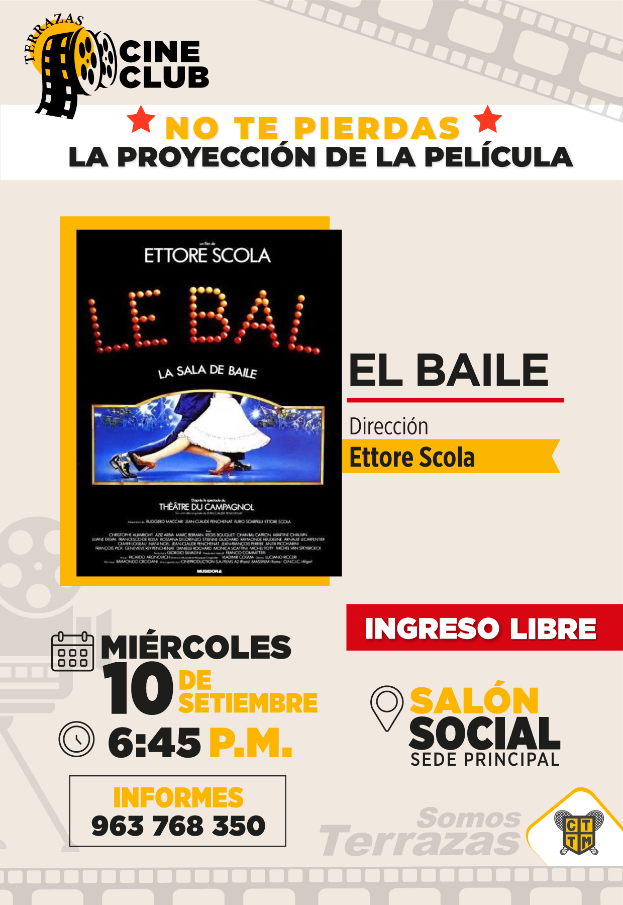 🎥🍿 ¡NO TE PIERDAS LA PROYECCIÓN DE LA PELÍCULA "EL BAILE"! 🎬