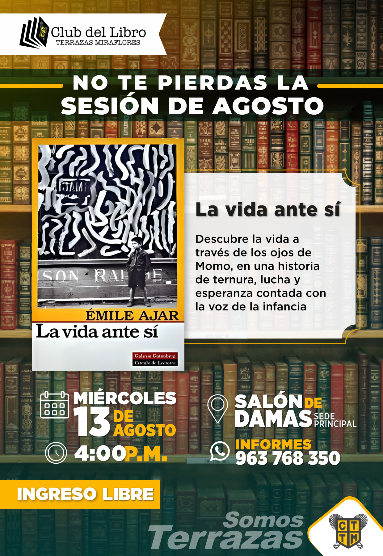 📅 TE INVITAMOS A LA SESIÓN DE AGOSTO DEL CLUB DEL LIBRO 📚