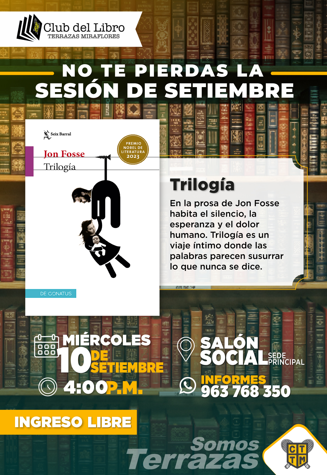 📅 TE INVITAMOS A LA SESIÓN DE SETIEMBRE DEL CLUB DEL LIBRO 📚