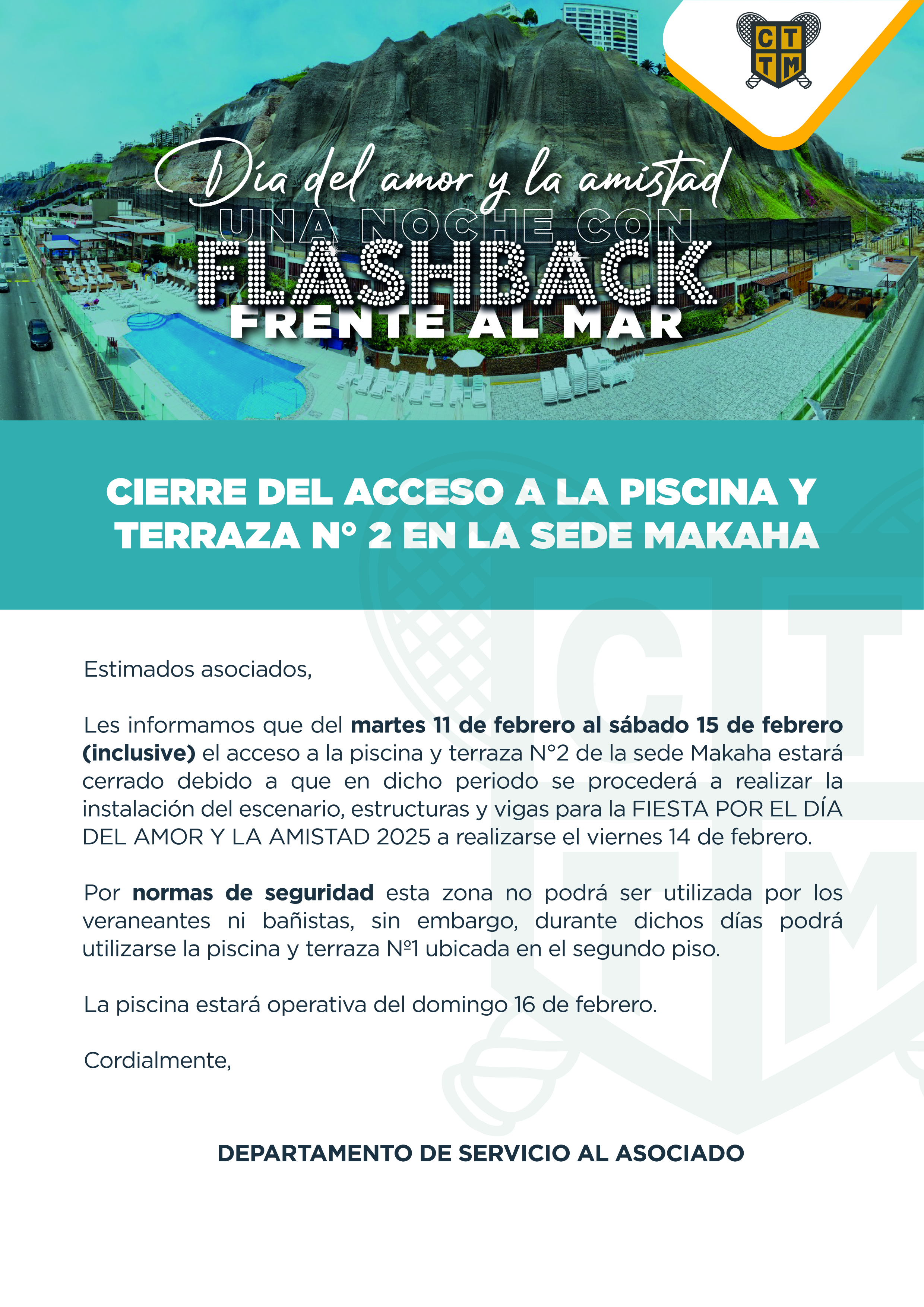 CIERRE DEL ACCESO A LA PISCINA Y TERRAZA N° 2 EN LA SEDE MAKAHA