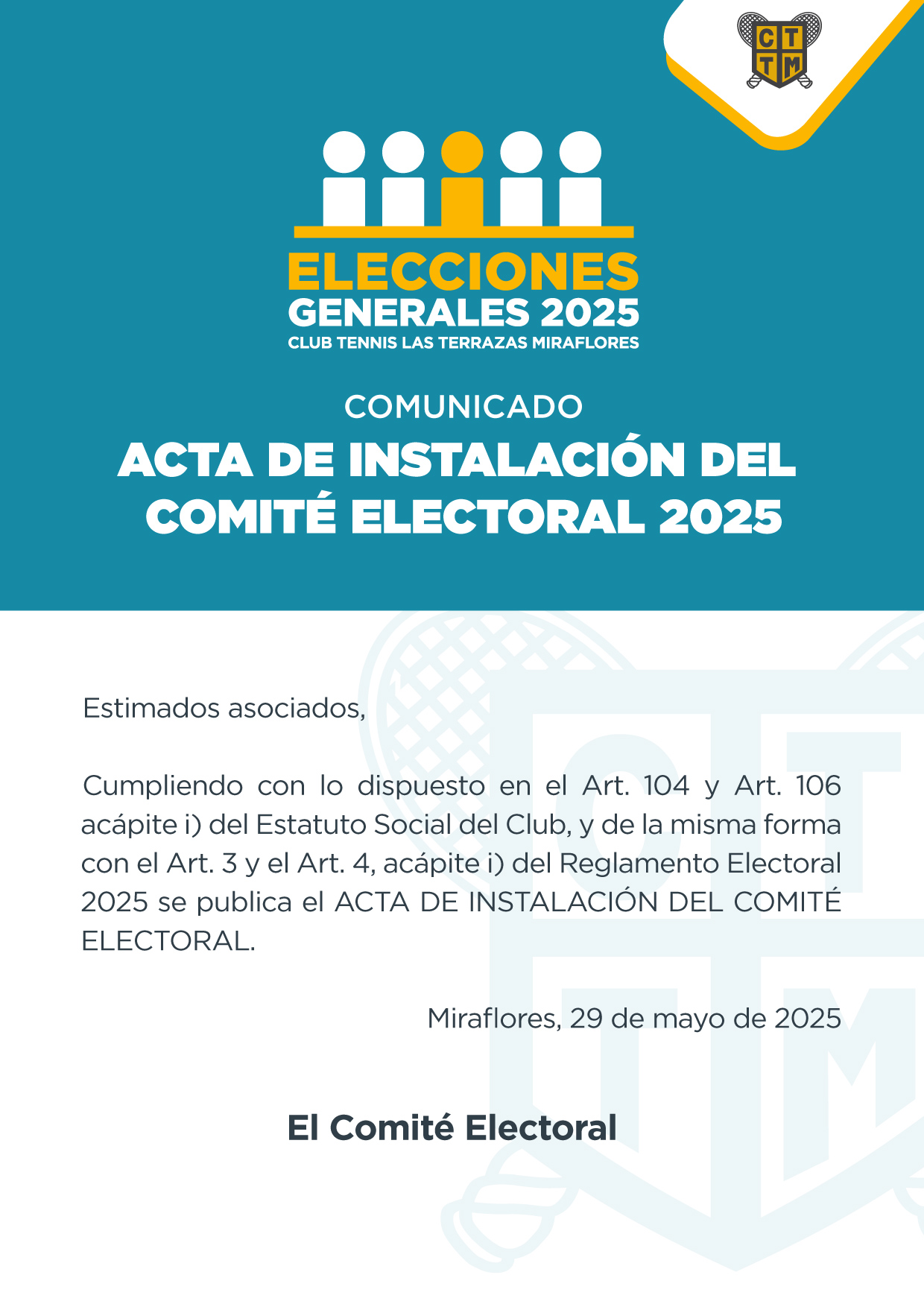 📣COMUNICADO: ACTA DE INSTALACIÓN DEL COMITÉ ELECTORAL 2025