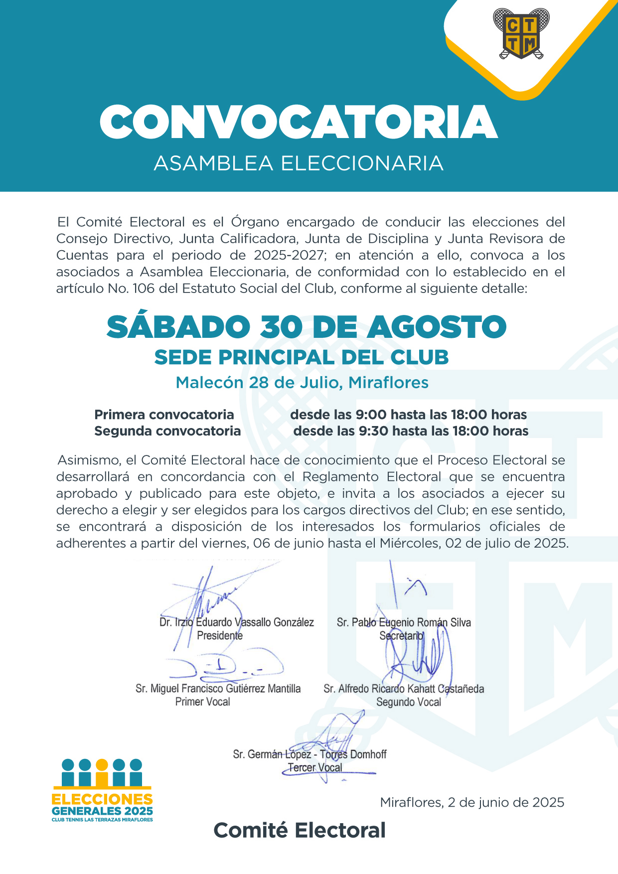 📣 CONVOCATORIA A ASAMBLEA ELECCIONARIA 🗳️
