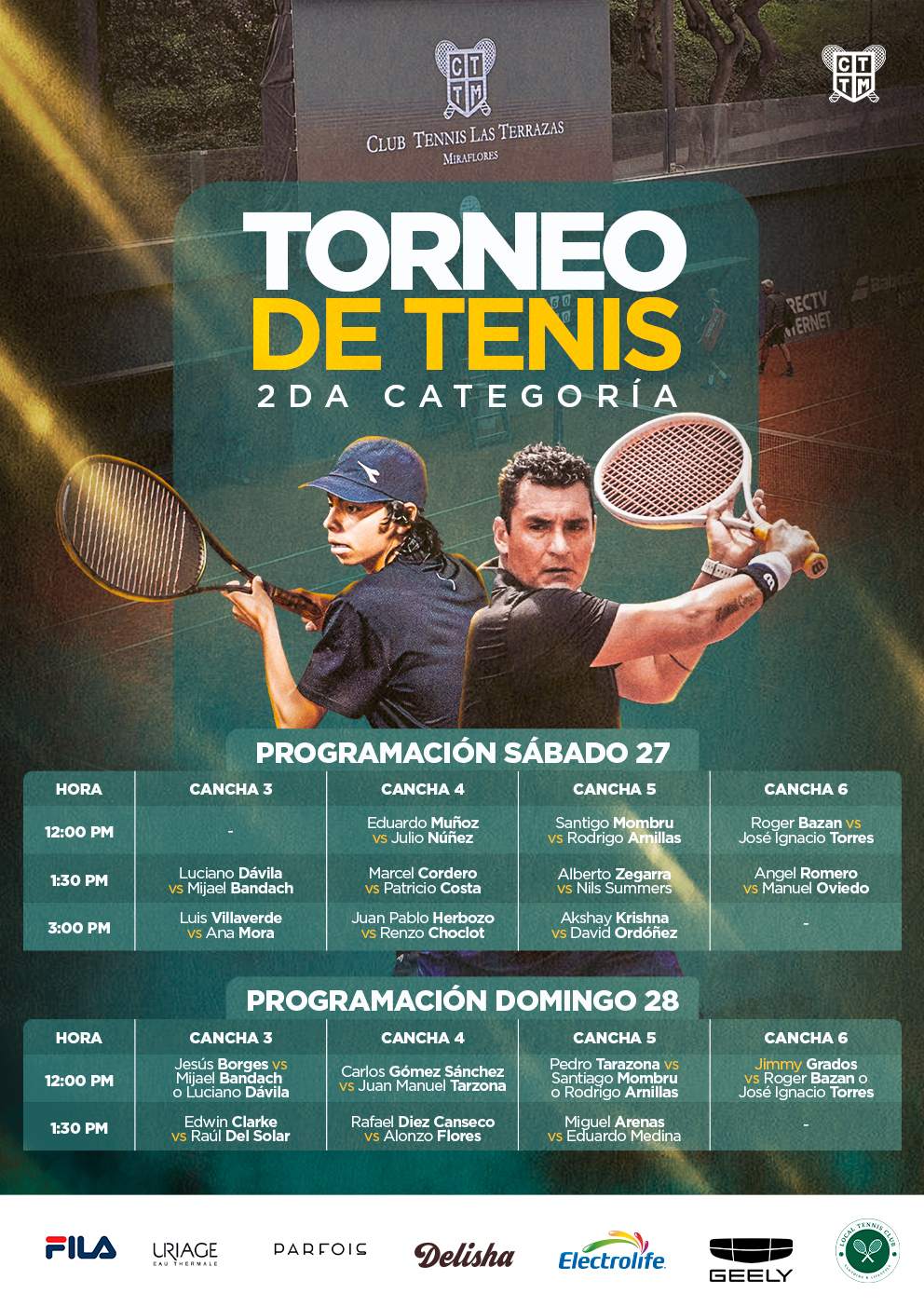 🎾📅✨ PROGRAMACIÓN TORNEO DE TENIS – 2DA CATEGORÍA ✨📅🎾