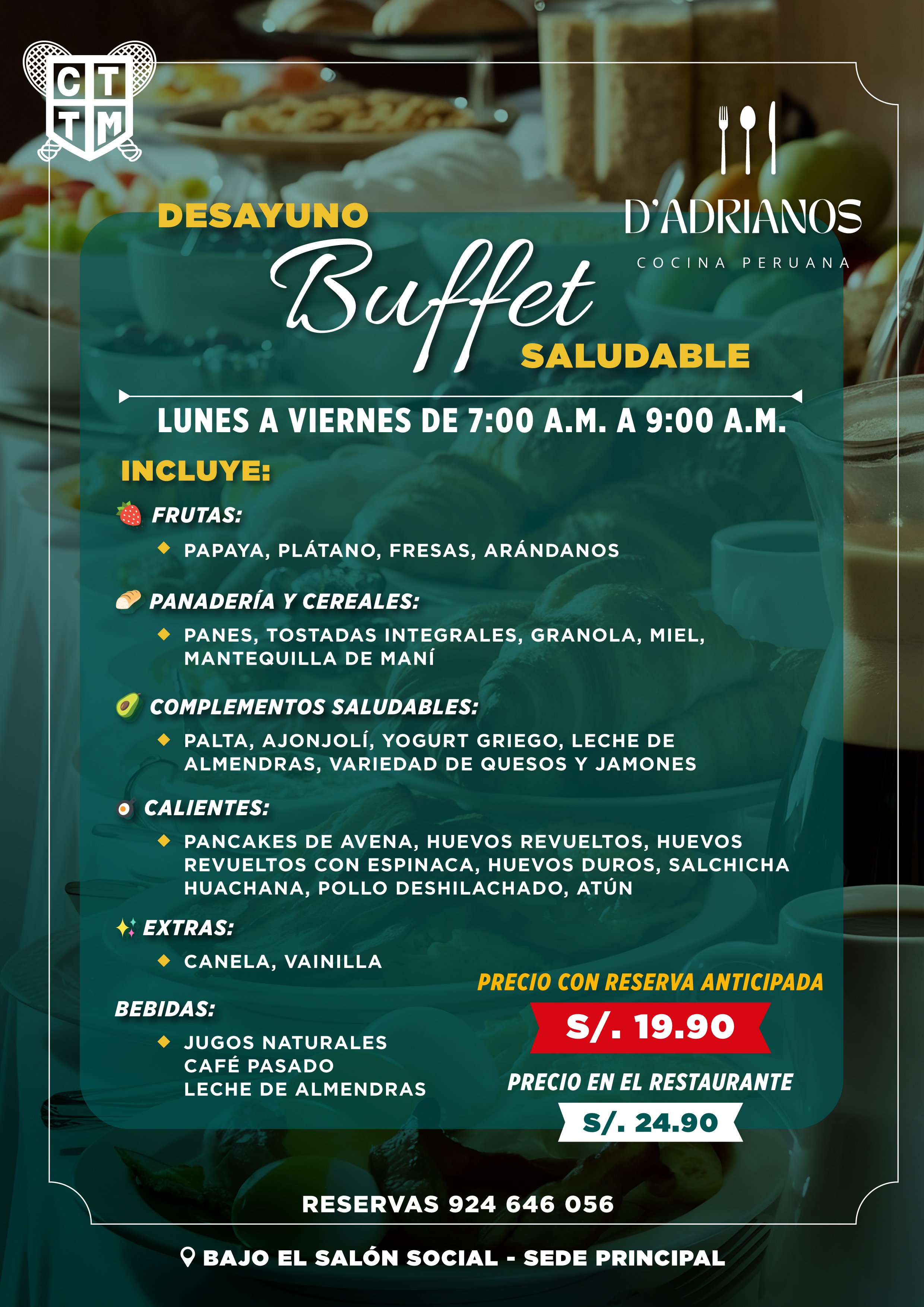 🍽️¡VEN A DISFRUTAR EL DESAYUNO BUFFET SALUDABLE DEL RESTAURANTE D'ADRIANOS!😋 ✨