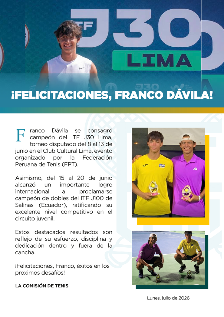 🏆 ¡FELICITACIONES, FRANCO DÁVILA! 🎾