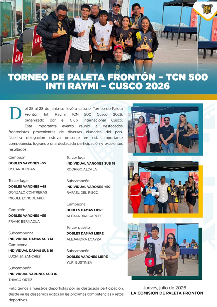 🏓 ¡TERRECINOS DESTACAN EN EL TCN 500 INTI RAYMI – CUSCO 2026! 🏆