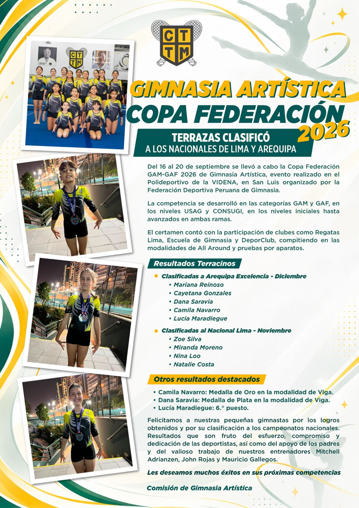 🤸 TERRAZAS CLASIFICA A LOS NACIONALES DE GIMNASIA ARTÍSTICA 2026