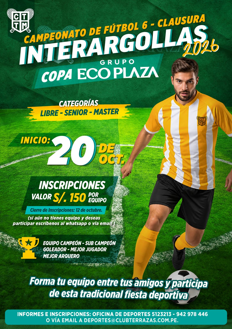 ⚽ CAMPEONATO DE FÚTBOL 6 – CLAUSURA INTERARGOLLAS 2026