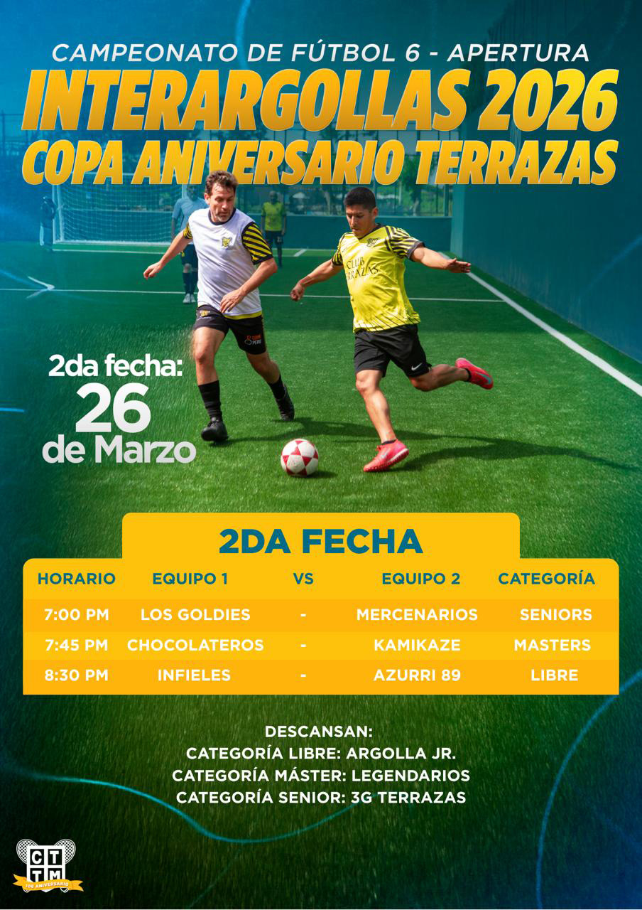 📅 2DA FECHA ⚽🏆 INTERARGOLLAS 2026 – COPA ANIVERSARIO TERRAZAS