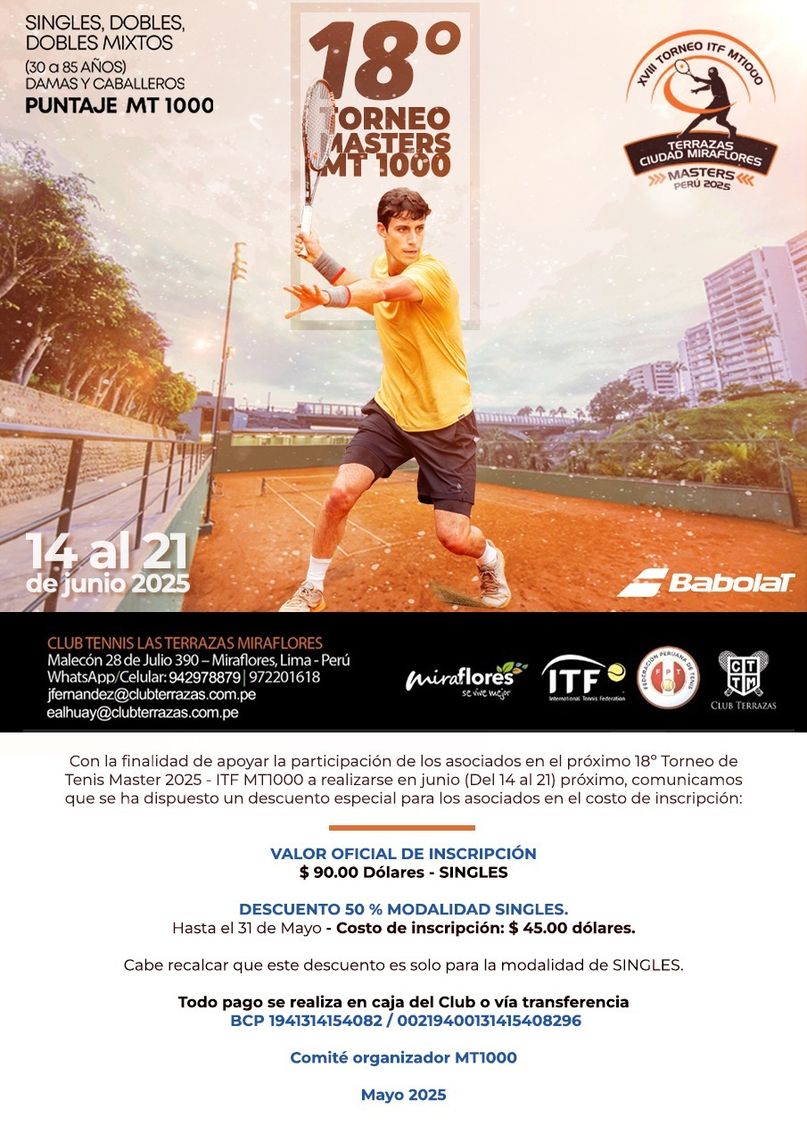 🎾 18° TORNEO MASTER MT 1000🔥