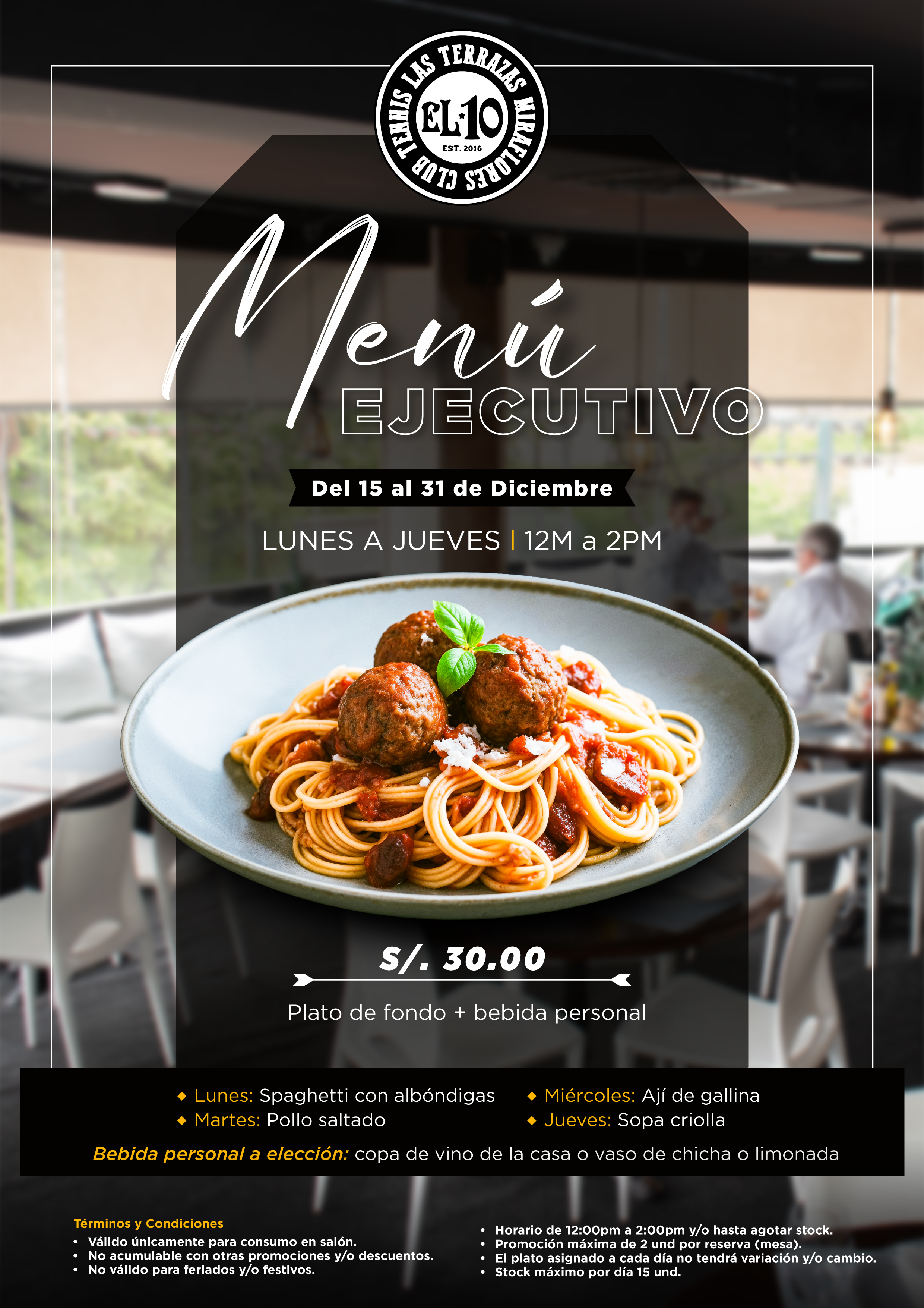 🍽️ MENÚ EJECUTIVO  -  EL 10 RESTAURANTE 👨‍🍳✨