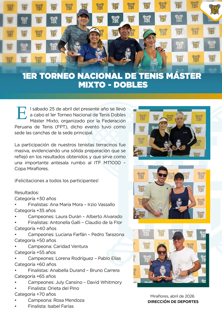 🎾🔥 TERRACINOS DESTACAN EN TORNEO NACIONAL MÁSTER MIXTO 🔥🎾