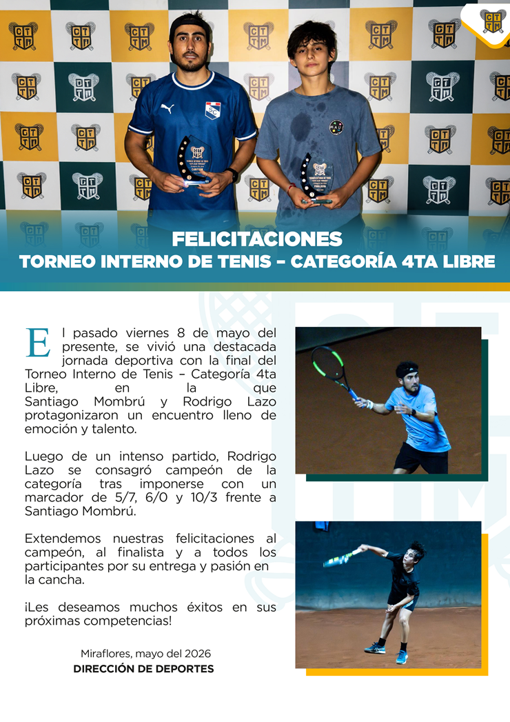 🎾🏆 ¡GRAN FINAL DEL TORNEO DE TENIS 4TA CATEGORÍA!