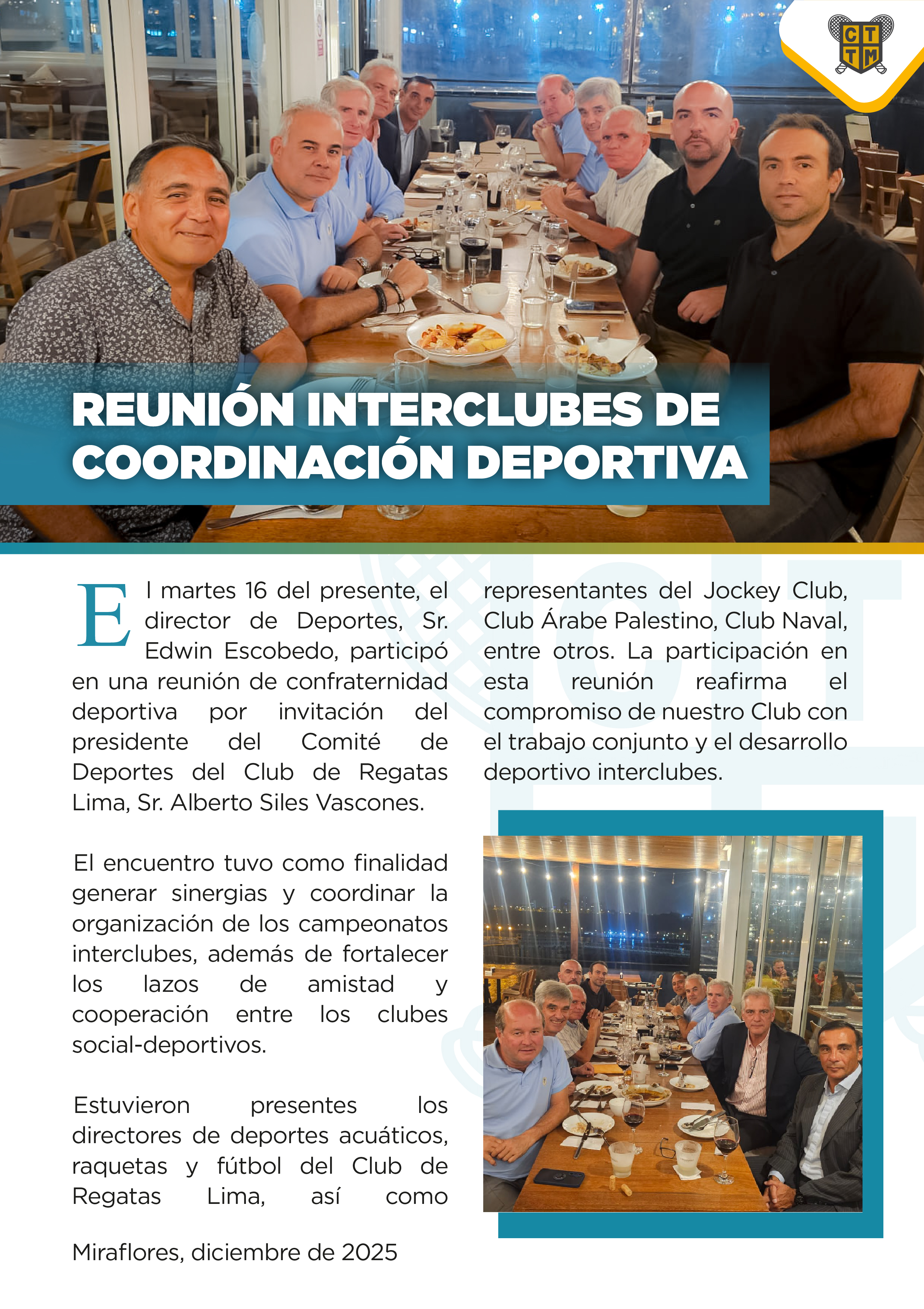 📌 BOLETÍN – REUNIÓN INTERCLUBES DE COORDINACIÓN DEPORTIVA 🤝🎾🏅