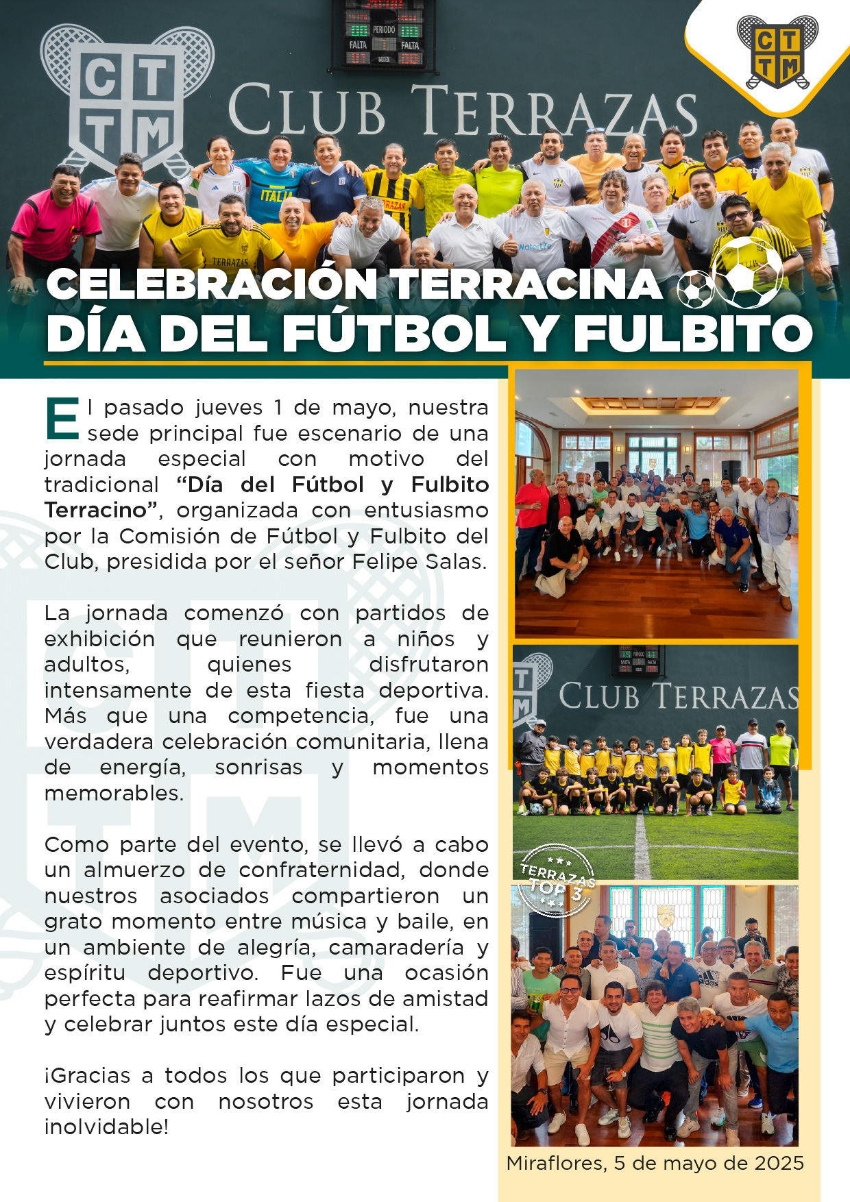 ⚽🎉 CELEBRAMOS EL TRADICIONAL DÍA DEL FÚTBOL Y FULBITO TERRACINO 🥅💛🖤
