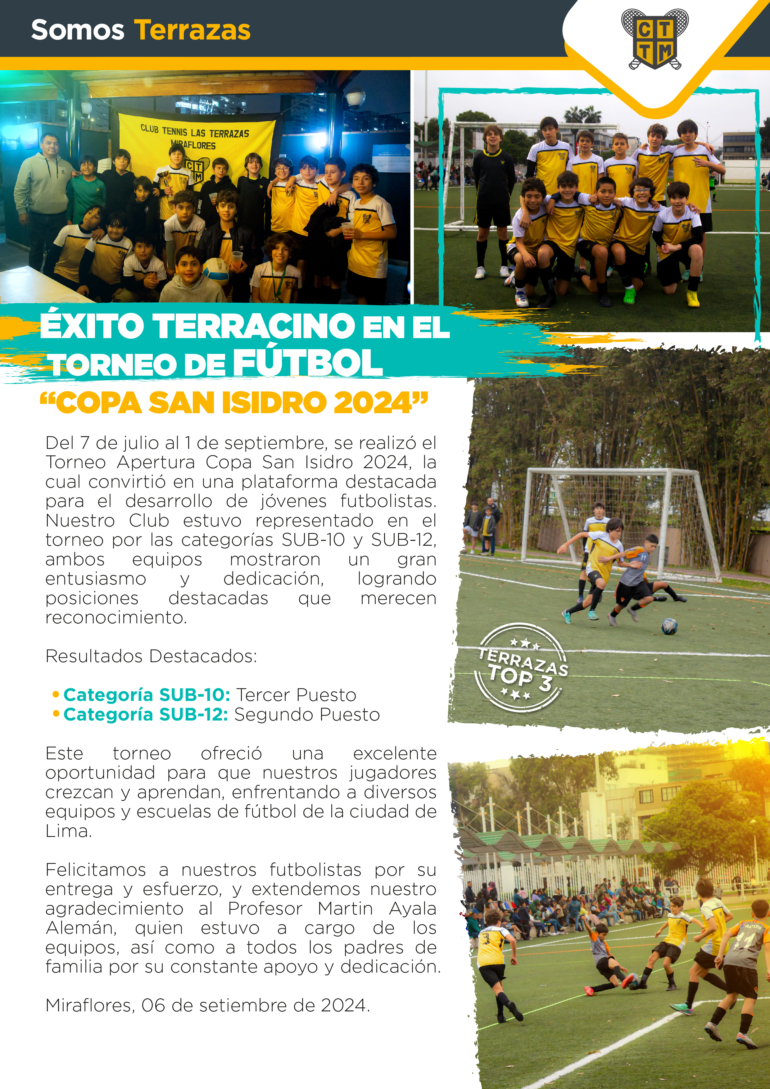 ÉXITO TERRACINO EN EL TORNEO DE FÚTBOL “COPA SAN ISIDRO 2024”