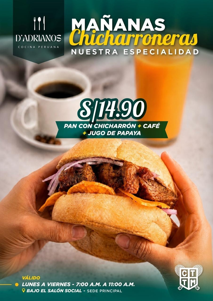 😋🥓 ¡EL CLÁSICO PAN CON CHICHARRÓN TE ESPERA EN D'ADRIANOS! ☕🍊