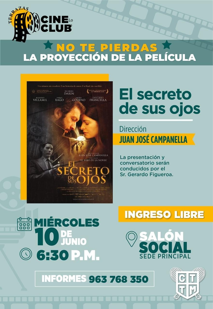 🎥🍿 ¡NO TE PIERDAS LA PROYECCIÓN DE LA PELÍCULA "EL SECRETO DE SUS OJOS"! 🎬