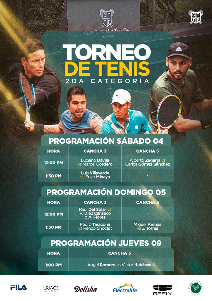 PROGRAMACIÓN - TORNEO DE TENIS DE 2DA CATEGORÍA 🎾📅