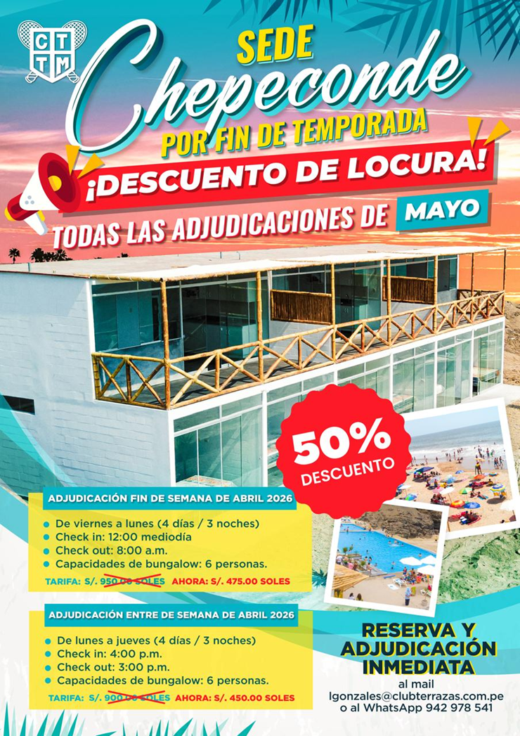 🌴🏖️ DESCUENTO DE LOCURA – ADJUDICACIÓN DE BUNGALOW EN CHEPECONDE - MAYO🔥💥