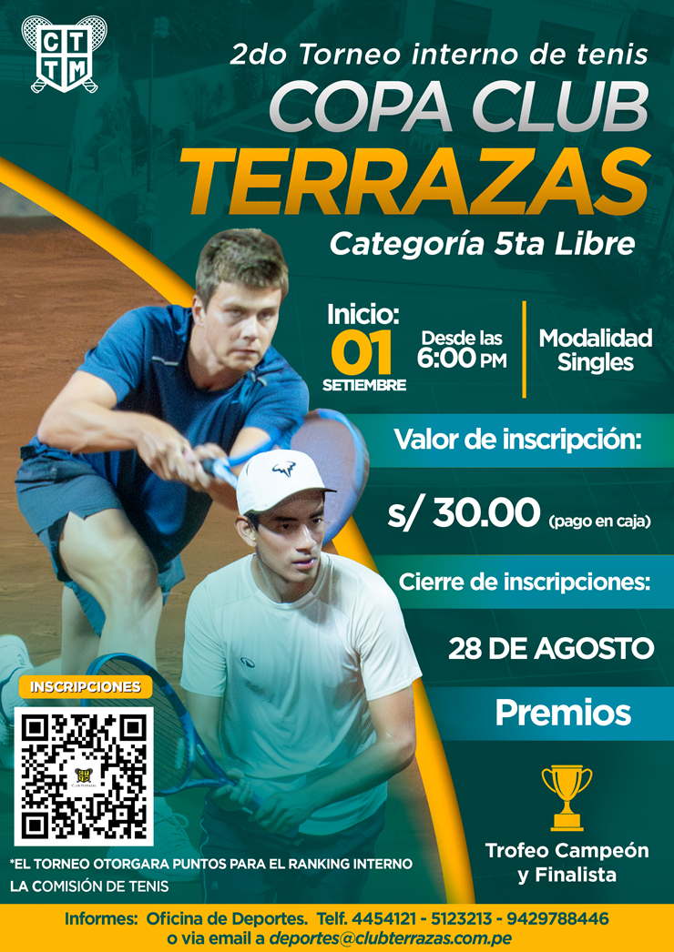 🏆 2DO TORNEO INTERNO DE TENIS | COPA CLUB TERRAZAS – 5TA LIBRE