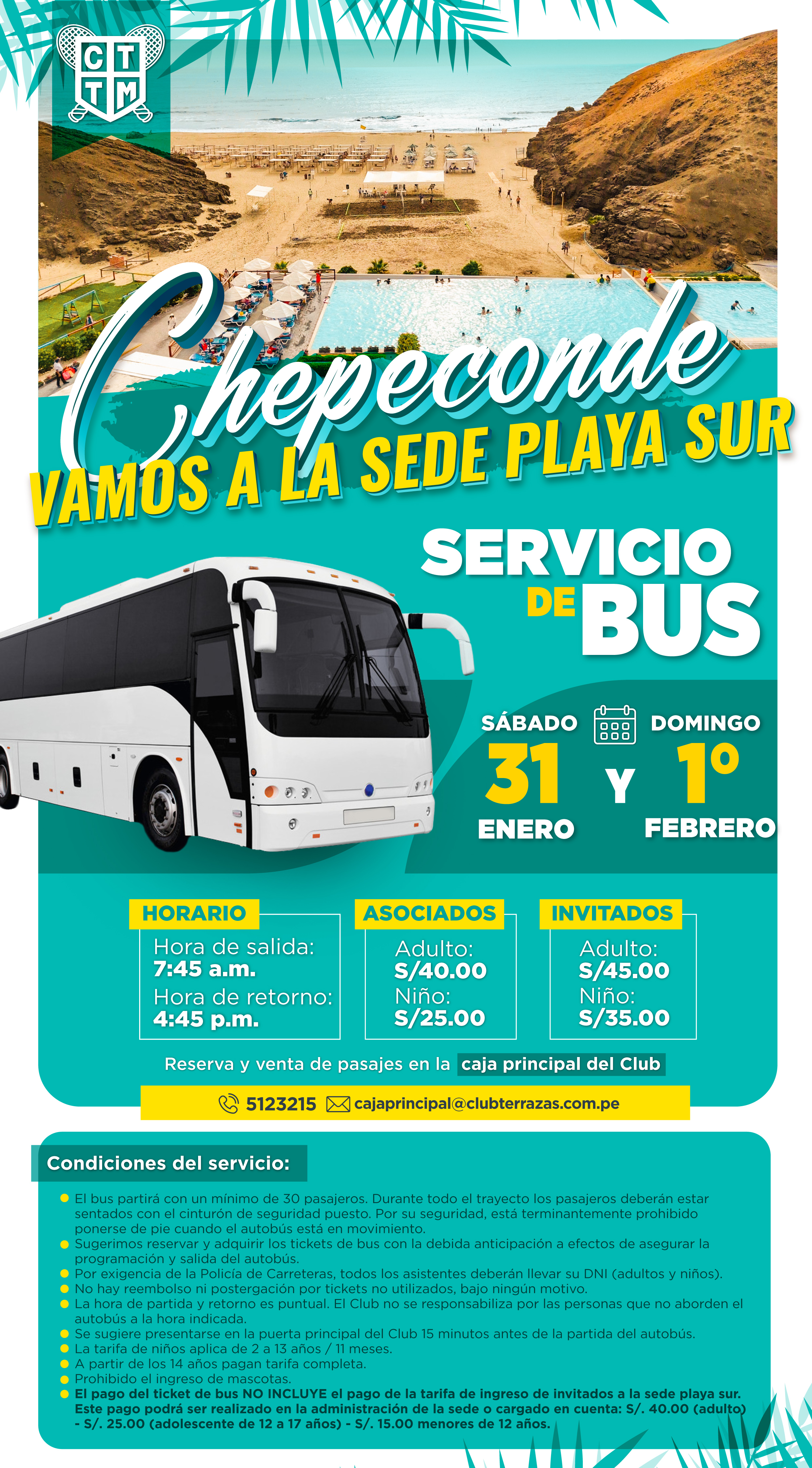 🚌 SERVICIO DE BUS A SEDE CHEPECONDE 🏖️☀️