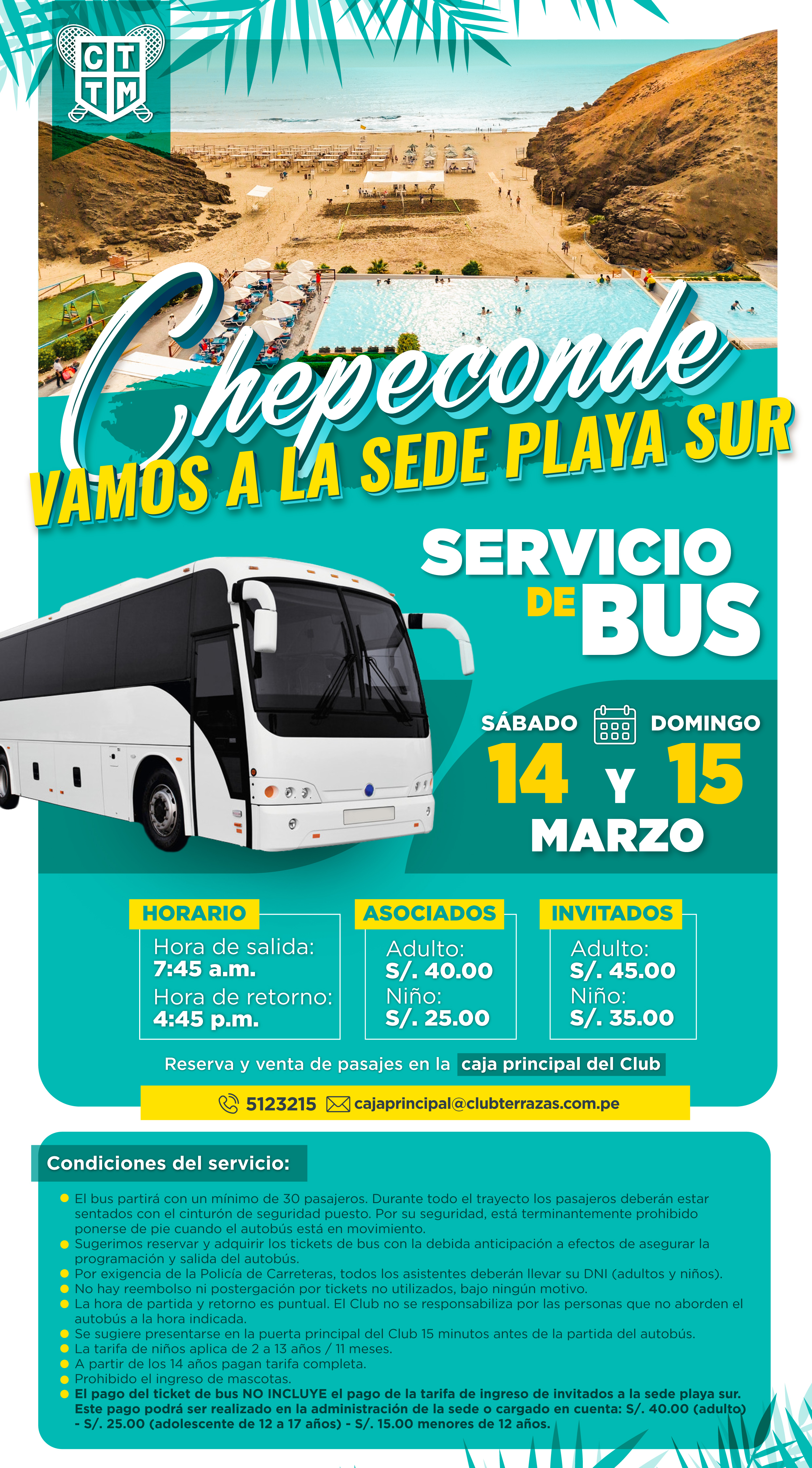 🚌 SERVICIO DE BUS A SEDE CHEPECONDE 🏖️☀️