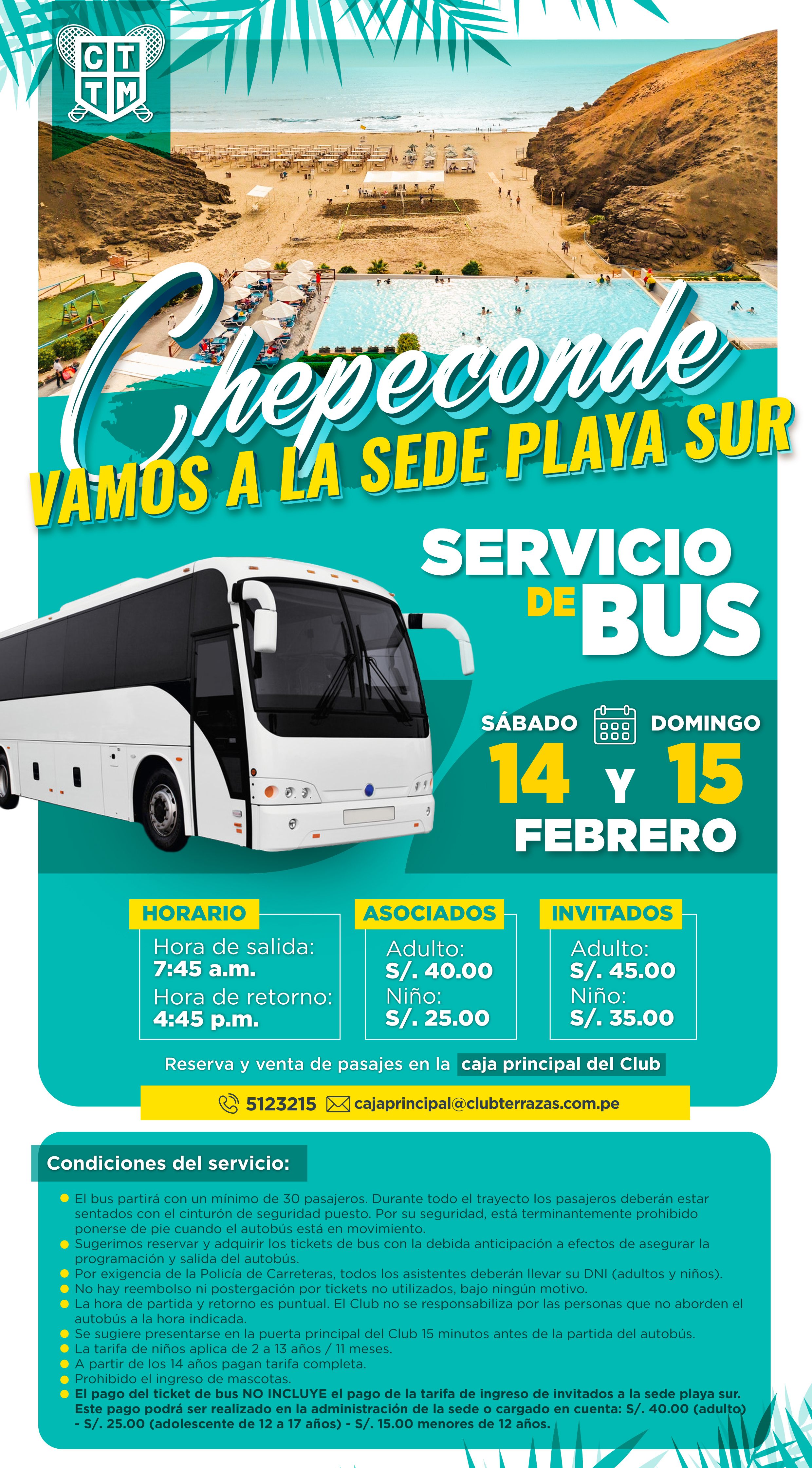 🚌 SERVICIO DE BUS A SEDE CHEPECONDE 🏖️☀️