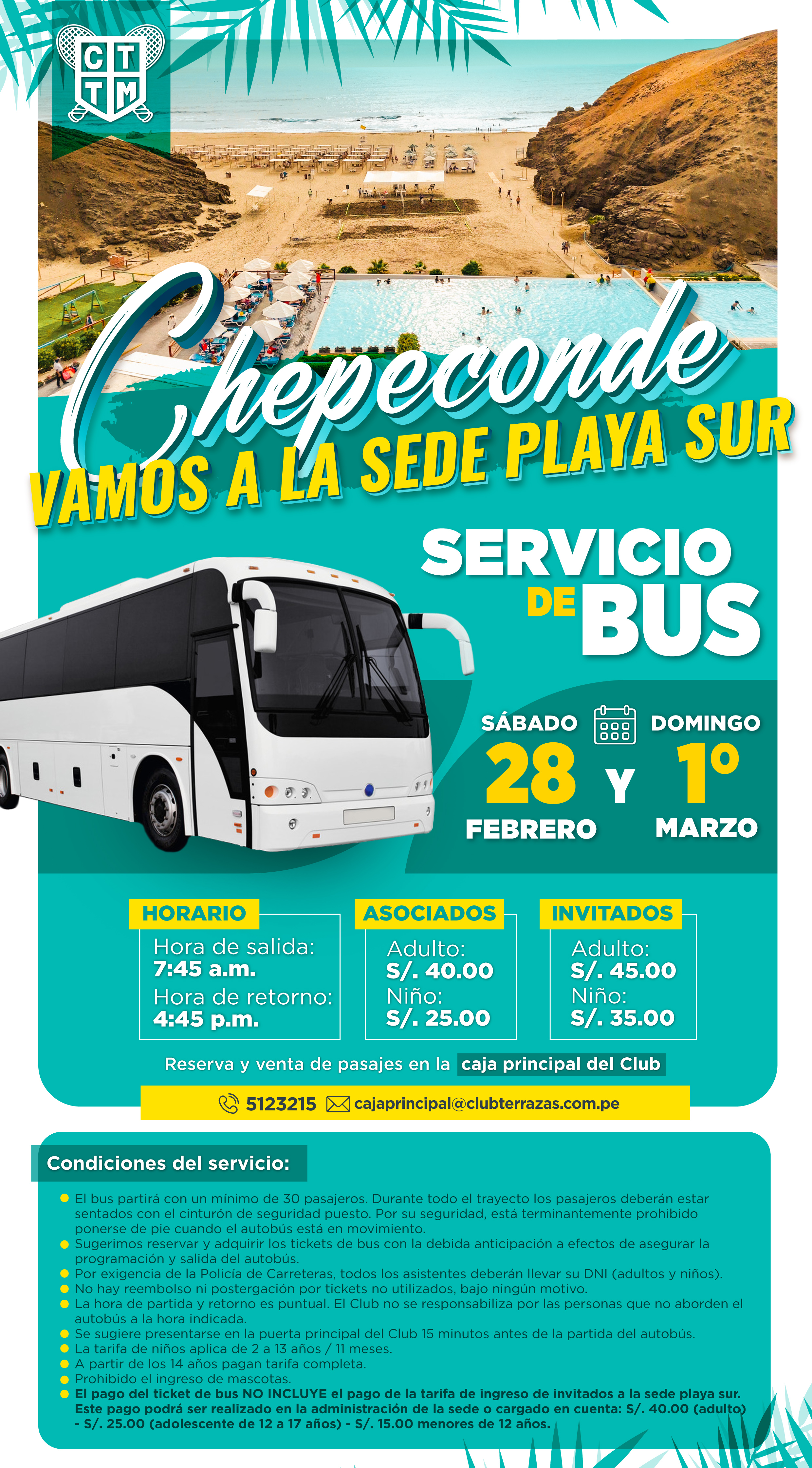 🚌 SERVICIO DE BUS A SEDE CHEPECONDE 🏖️☀️